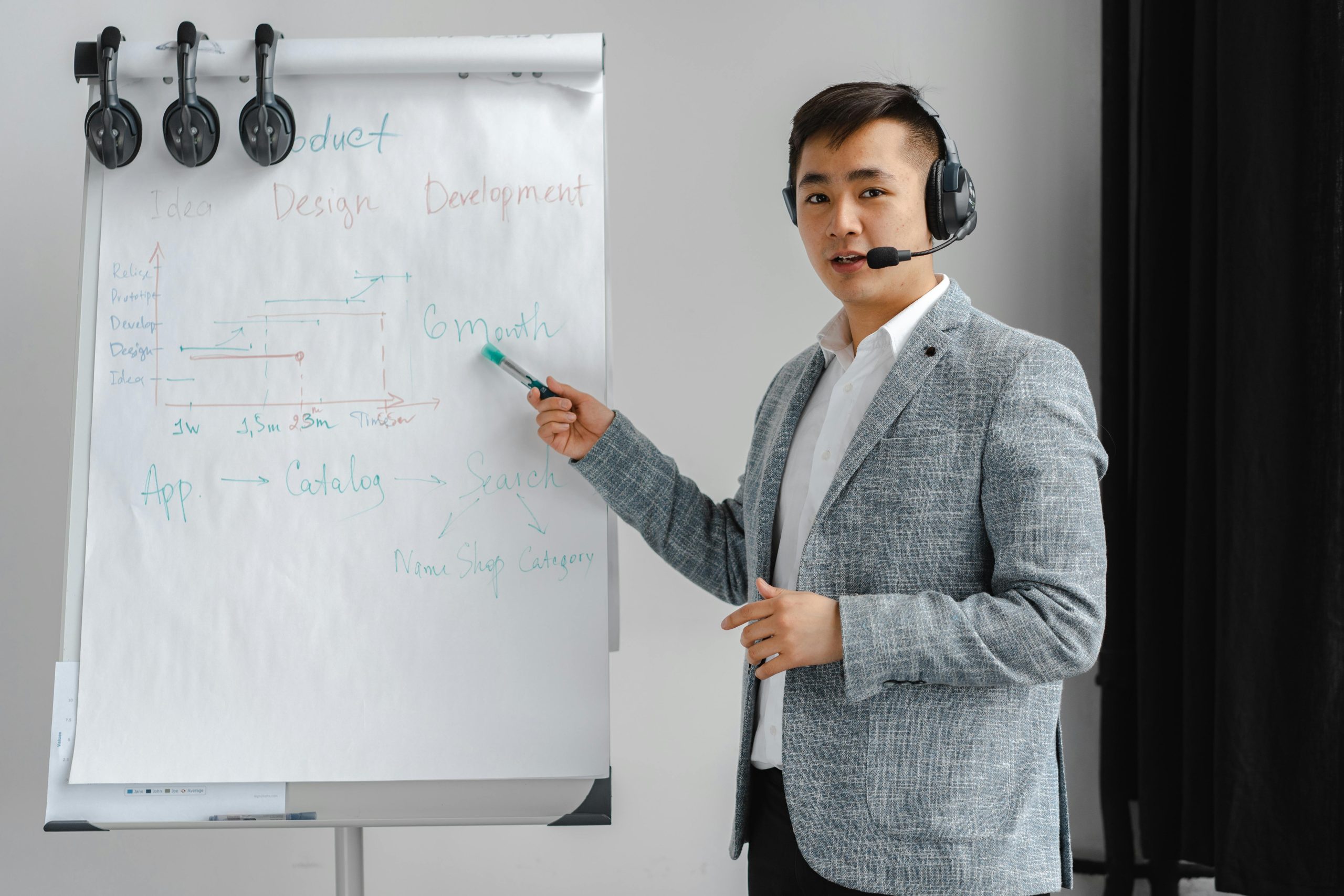 Man in Gray Suit Working as a Call Center Agent